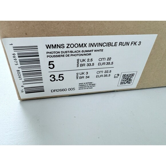 Size 5 Nike ZoomX Invincible Run FK 3 Photon Dust Black Womens DR2660-005 - Picture 8 of 8
